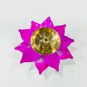 A colorful Lotus candle holder with a width of 3 inches and a length of 1.25 inches