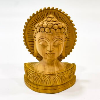 Handcrafted wooden Buddha (Buddhan) statue: H 4 x W 2.75 x L 1.5 inches