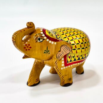 Handcrafted wooden elephant medium: H 3.5 x W 4.5 x L 2.5 inches