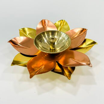 Metal lotus tealight candle holder (double layer): H x 1.25 x W 4 inches