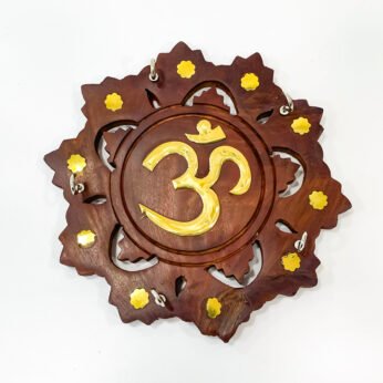 Tranquil aesthetic: wooden OM shape key holder (medium): H 0.5 x W 5.75 x L 5.75 inches