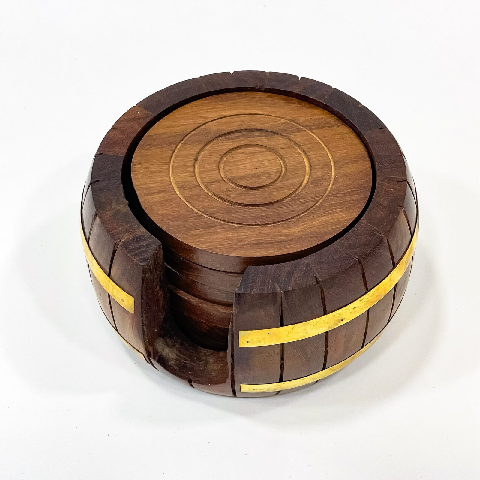 Handcrafted wooden textured tea coaster (H 2.5 x W 4 x L 4 inches) - Image 2