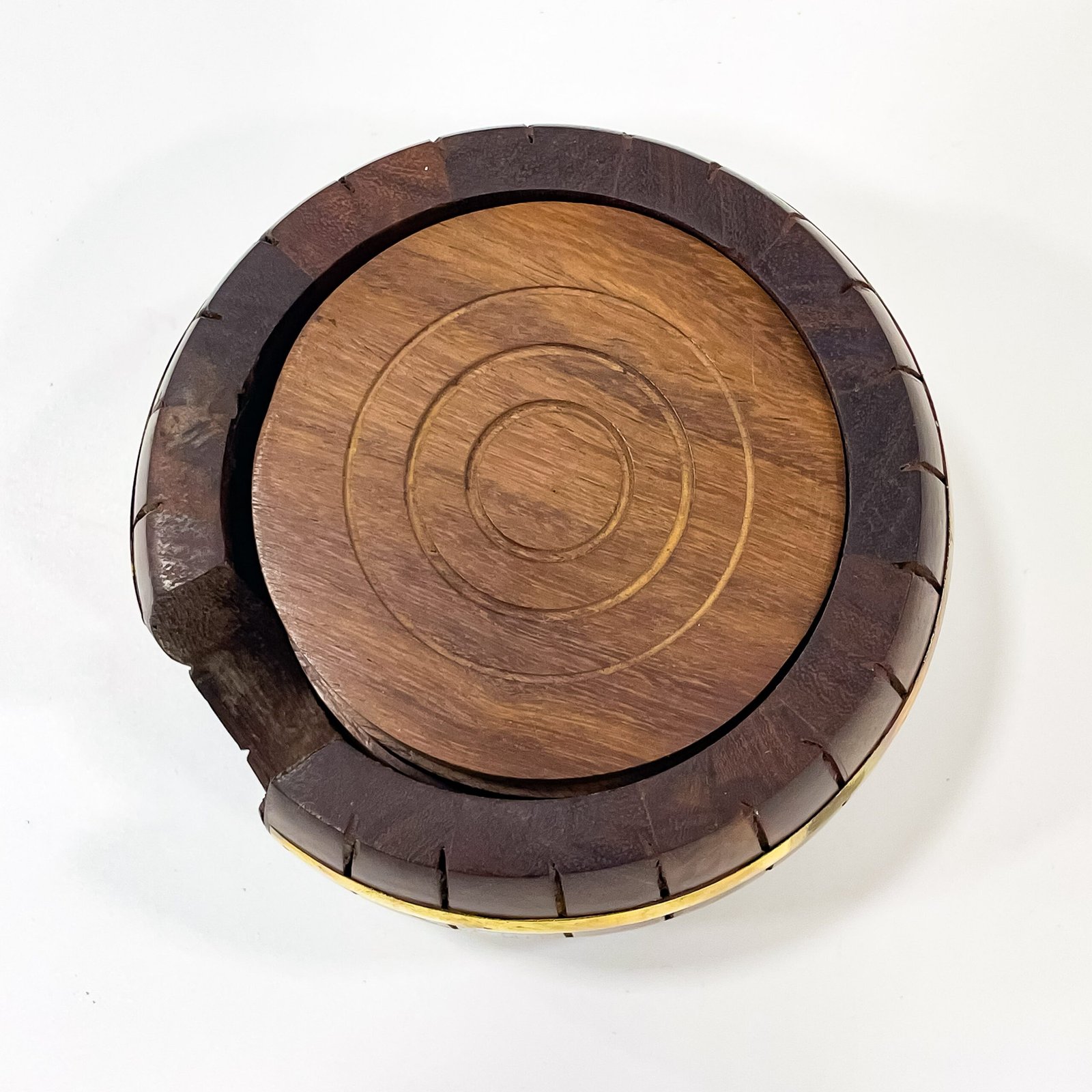 Handcrafted wooden textured tea coaster (H 2.5 x W 4 x L 4 inches) - Image 3