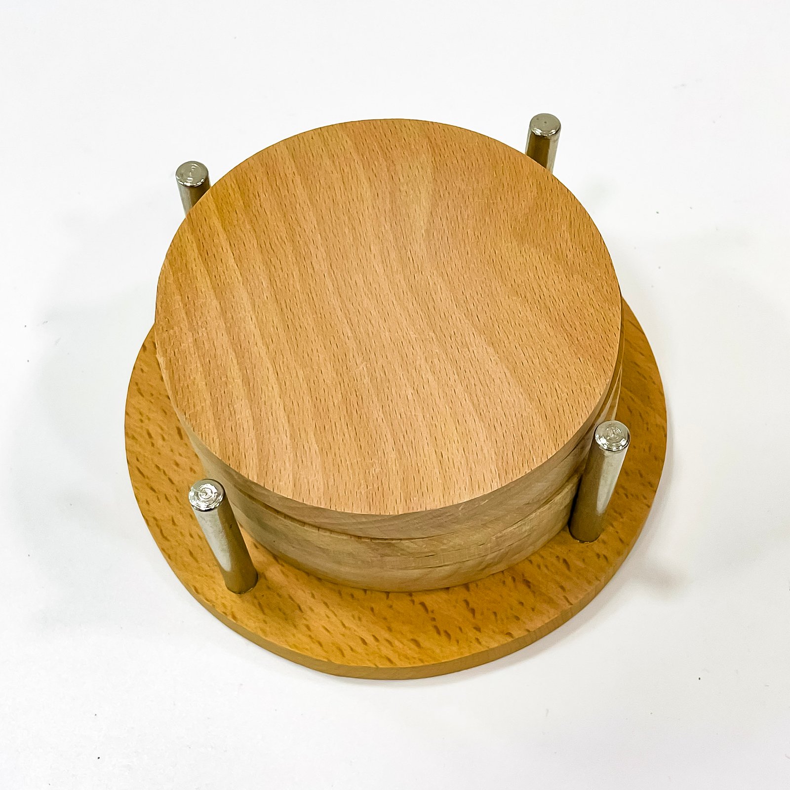 Handmade wooden tea coaster for your surfaces (H 2.25 x W 4.75 x L 4.75 inches) - Image 2