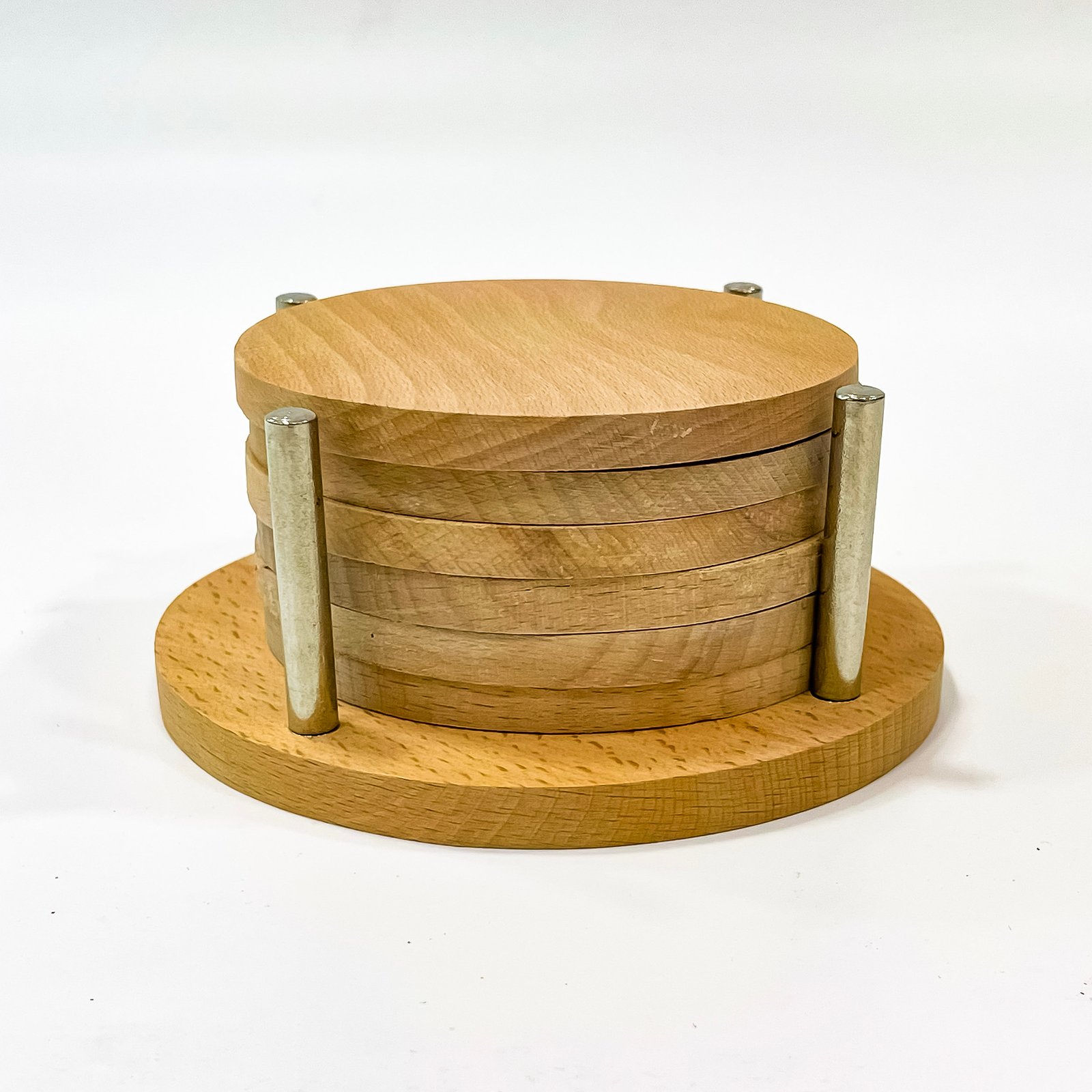 Handmade wooden tea coaster for your surfaces (H 2.25 x W 4.75 x L 4.75 inches) - Image 3