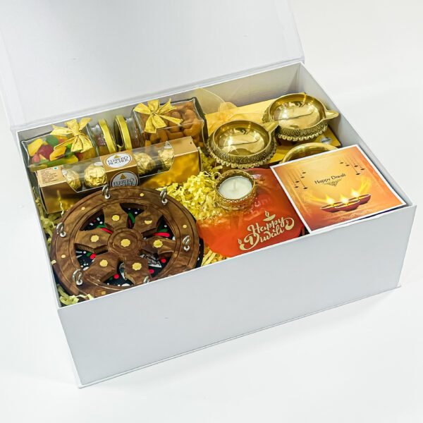 Diwali Premium Gifts Hamper with Rangoli Hazelnut Delights, Ferrero Rocher, and More - Image 2