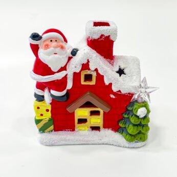 Red Ceramic Christmas House – Festive Décor for the Holidays | WxLxH (5.5x3x5.5)