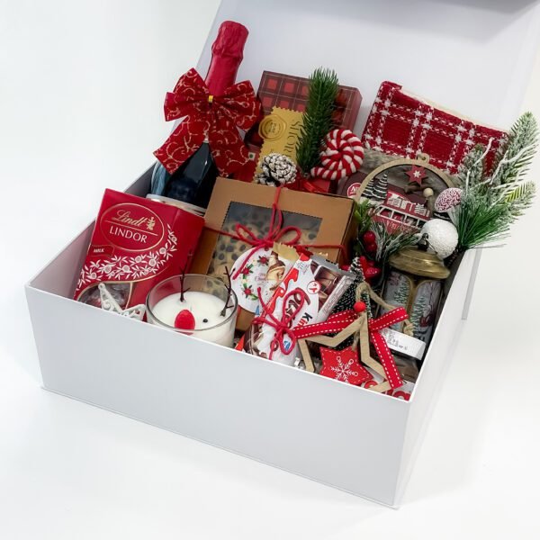 Snowy Elegance: White Christmas Gift Box with Lindt Truffles & Festive Treats - Image 2