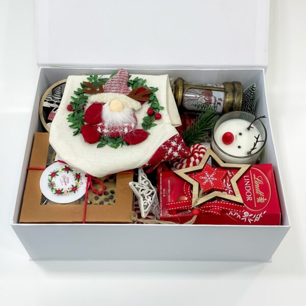 Snowy Elegance: White Christmas Gift Box with Lindt Truffles & Festive Treats - Image 3