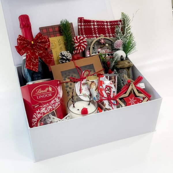 Snowy Elegance: White Christmas Gift Box with Lindt Truffles & Festive Treats - Image 4