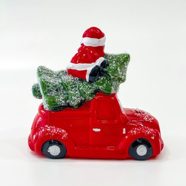 ceramic Santa Claus in a vintage red car for your Cheerful decorations - Image 3