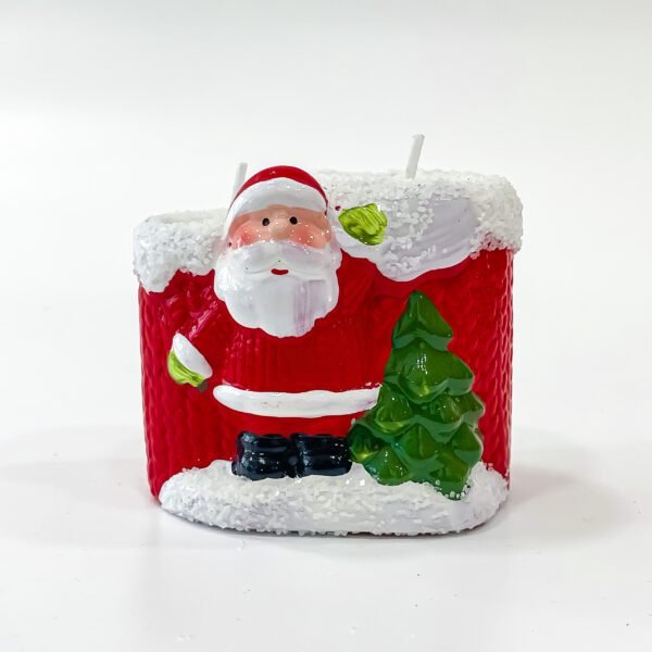 Jolly Santa Christmas Candle Holder Ceramic and Wax Mixed With size (3.5x2.5x2.5) - Image 2