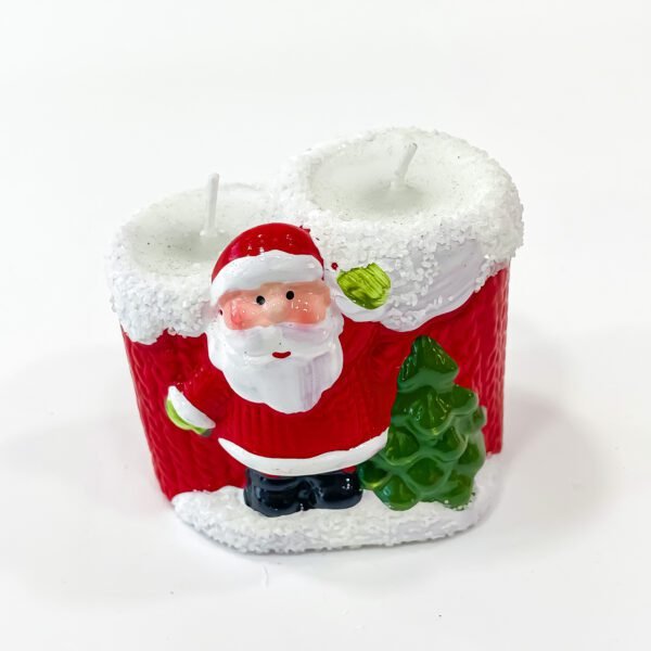 Jolly Santa Christmas Candle Holder Ceramic and Wax Mixed With size (3.5x2.5x2.5) - Image 3
