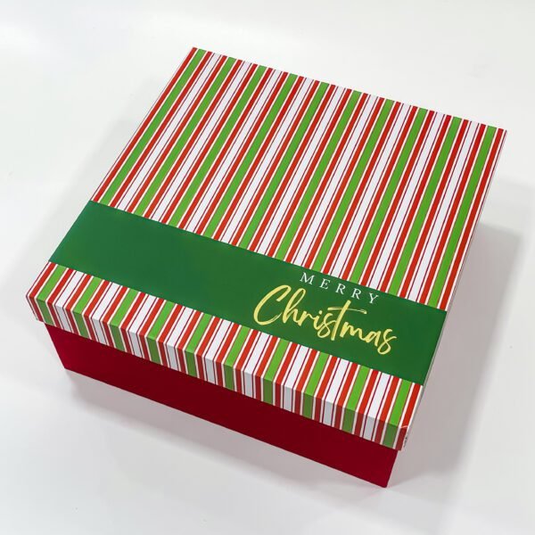 Empty Christmas Boxes with Merry Xmas Printed Red and Green Stripped Boxes - Image 4