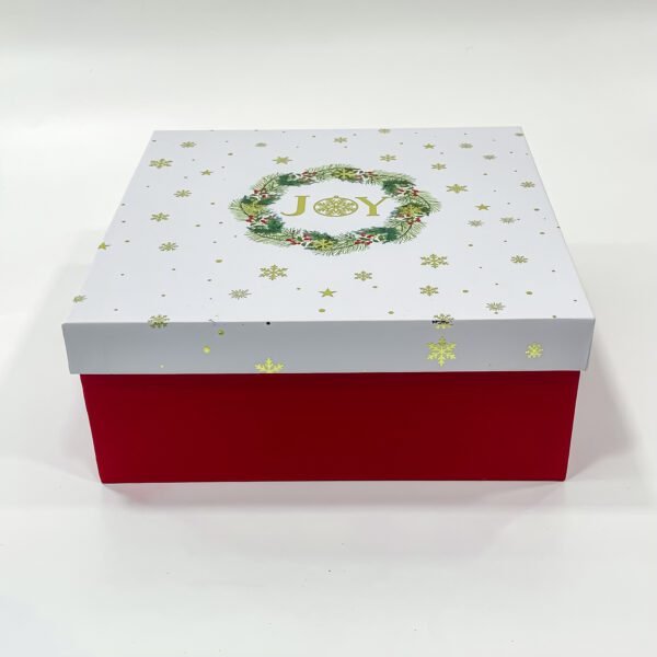 Christmas Empty Gift Boxes with Text Joy on Gold Foil Printed Smart Board Material Boxes 9x9x3.5 Inches - Image 2