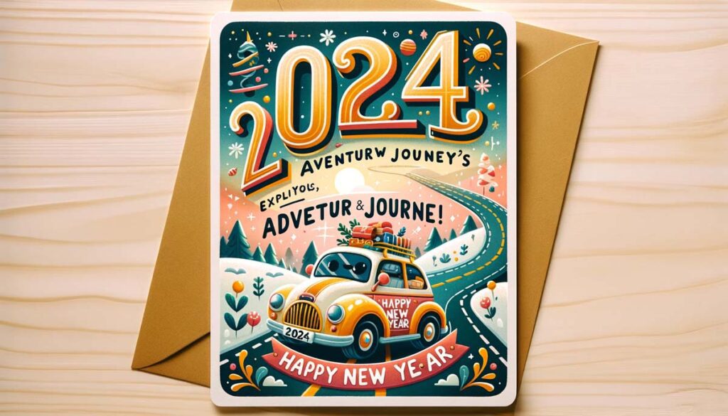 Happy New year Cartoon Car 2024