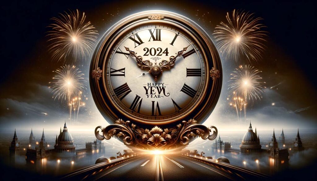 Happy new year city wall clock