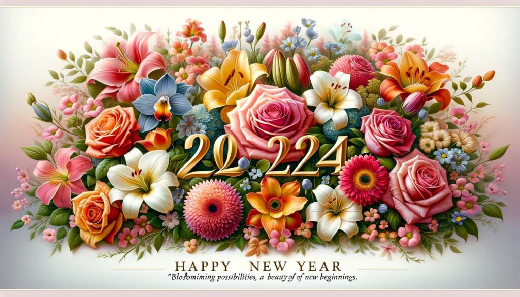 Happy new year flowers