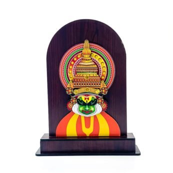Vibrant artistry: Handcrafted kathakali Memento with a wooden stand (11 x 8.6 x 2.5 Inches)
