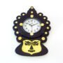 Wooden Kathakali analog wall clock for your beautiful wall ( Black and yellow)