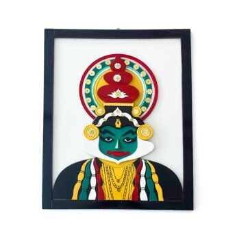 Multicolored Kathakali frame (half) with comprehensive detailing (H 24 x L 18.5 x W 0.5 inch)