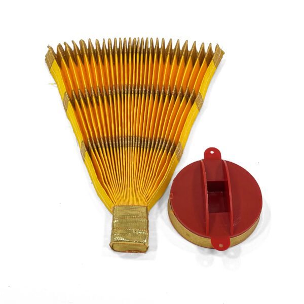 Yellow and golden thiru udayada (Height-9 Inches)with a stand for Pooja rituals and decorations - Image 2