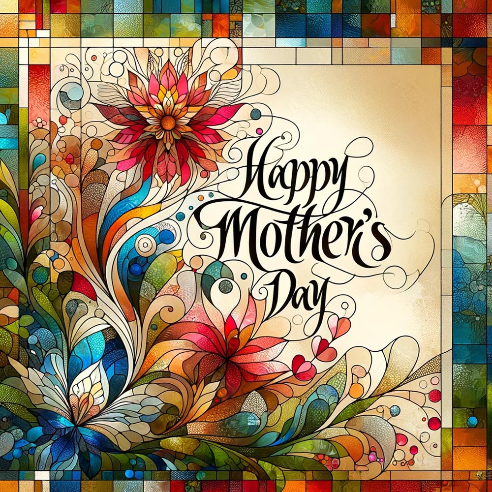 DALL┬╖E 2024 05 10 15.27.26 Create a Mothers Day card with a unique and captivating background. The card should feature Happy Mothers Day in elegant script against a backgrou India's Favourite Online Gift Shop