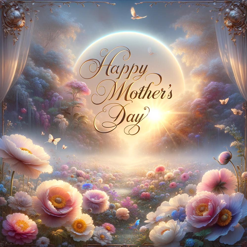 DALL┬╖E 2024 05 10 15.27.42 Create a Mothers Day card that epitomizes sublime elegance and beauty. Feature Happy Mothers Day in a refined calligraphy script placed against a India's Favourite Online Gift Shop