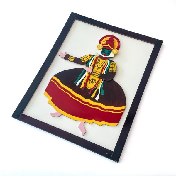Artisanal Splendor: Multicolored Handcrafted Kathakali Dance Frame (H 24 x L 18.5 x W 0.5 inch) - Image 2