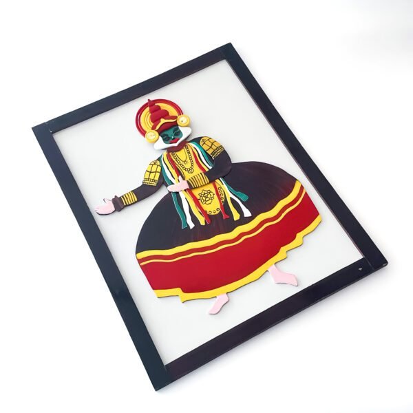 Artisanal Splendor: Multicolored Handcrafted Kathakali Dance Frame (H 24 x L 18.5 x W 0.5 inch) - Image 4