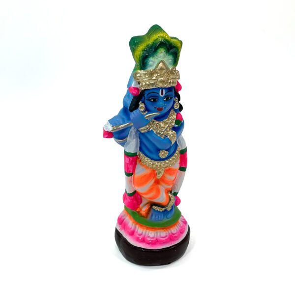 Add charm to your Vishu Kani setup with a standing  Krishna idol holding a flute (H 12 x L 4 x W 1.5 inch) - Image 3