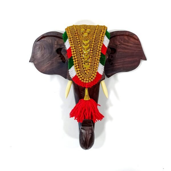 Spice up your living area with this 12-inch Rosewood elephant head with nettipattam wall decor. - Image 5
