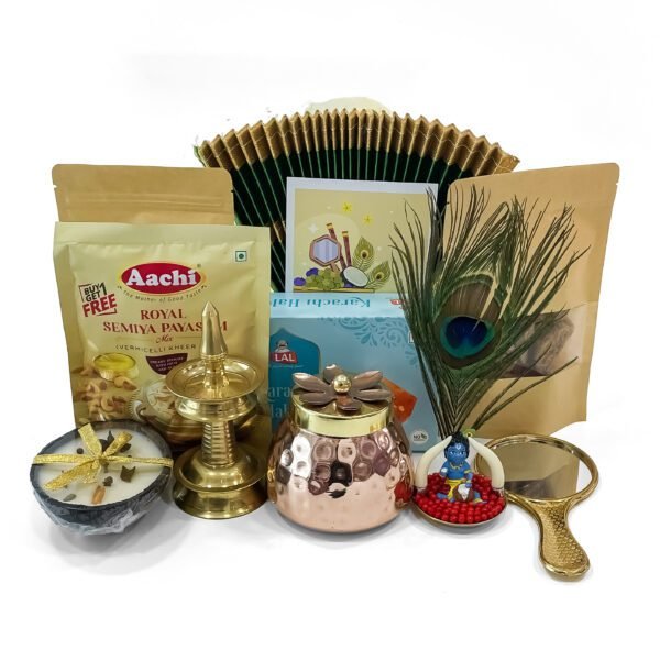 Golden Blessings Vishu Hamper: Celebratory Collection with Thiru Udayada & Valkannadi - Image 3