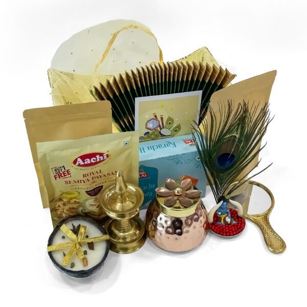 Golden Blessings Vishu Hamper: Celebratory Collection with Thiru Udayada & Valkannadi - Image 2
