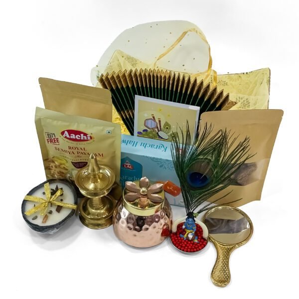 Golden Blessings Vishu Hamper: Celebratory Collection with Thiru Udayada & Valkannadi - Image 4