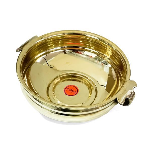 Traditional Brass decorative urli bowl for vishu kani arrangements (H 2.8 x L 12.5 x W 9.8 Inch) - Image 2