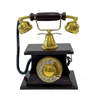 Handicraft wooden Antique vintage Working- table top Phone (H 10 x L 8 x W 6 Inc)