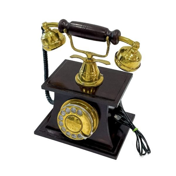 Handicraft wooden Antique vintage Working- table top Phone (H 10 x L 8 x W 6 Inc) - Image 2