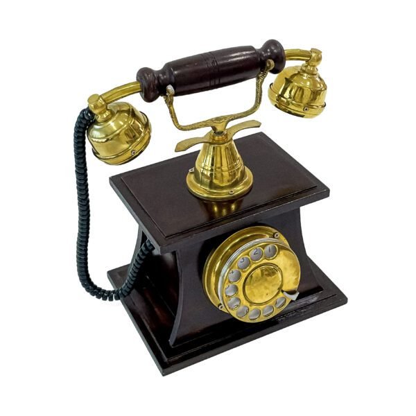 Handicraft wooden Antique vintage Working- table top Phone (H 10 x L 8 x W 6 Inc) - Image 3