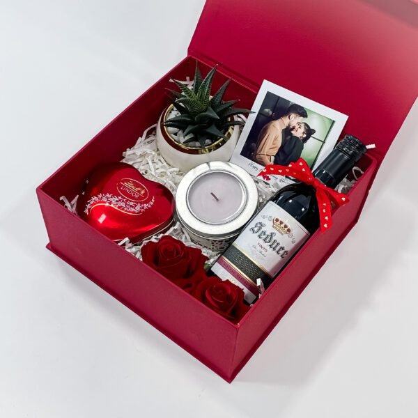 Ultimate Romance: Lindt Lindor Chocolates, Scented Candle, Plant, and Seduce Flowers - Wedding Anniversary Gift Box(3.94 Inch Height) - Image 2