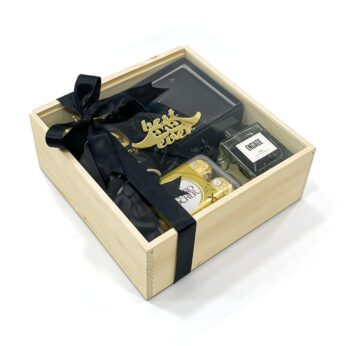 Father’s Day special gift box filled with a wallet, chocolates, and perfume