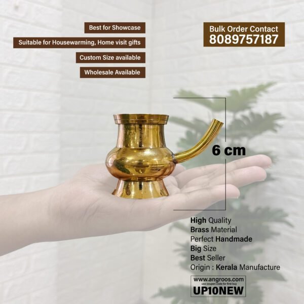 Enhance Your Home Decor with Our Brass Gold Neti Pot (Height -2.2 Inch) - Image 2