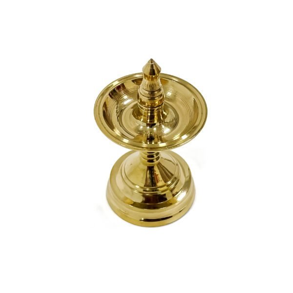 Traditional Brass Golden Nilavilakku for Pooja and worship moments (Height 2.2 Inch) - Image 3
