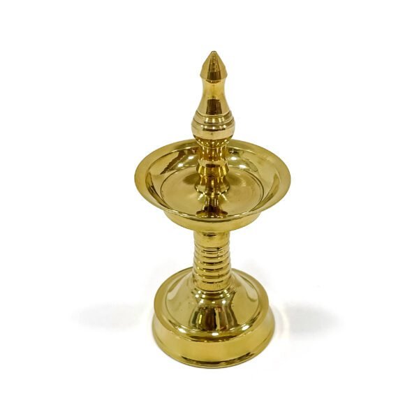 Embrace the divine radiance with our traditional brass nilavilakku (Height - 4.5 Inches) - Image 3