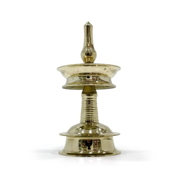 Pure brass south Indian Nilavilaku for sacred rituals and festive celebrations (Height- 7 Inches) - Image 3