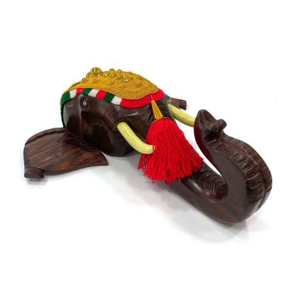 Kerala Elephant Head Wall Hanging(H-24inch,13Kg) with Nettipattam - Image 3
