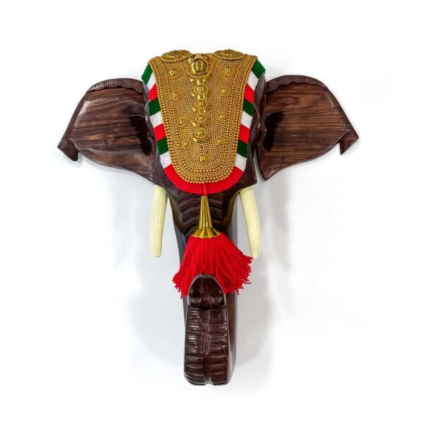 Kerala Elephant Head Wall Hanging(H-24inch,13Kg) with Nettipattam - Image 5