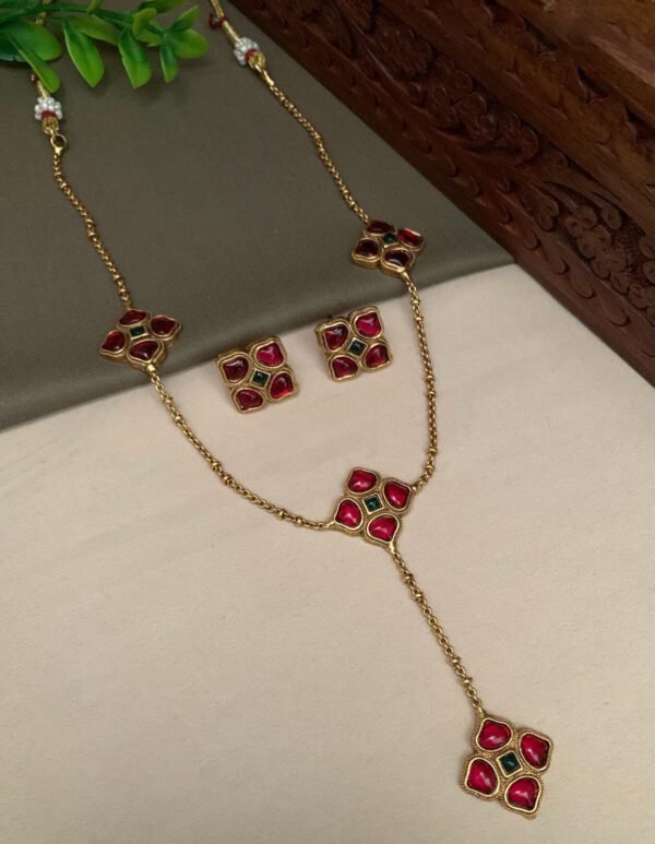 Elevate Your Style: Imitation Ruby Geometric Jewelry Set - Image 2