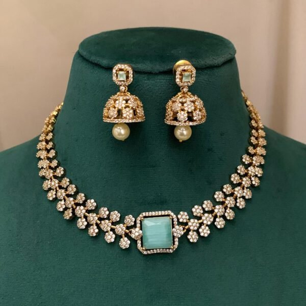 Radiant Blue Elegance: Luxurious Imitation Jewelry Set - Image 5