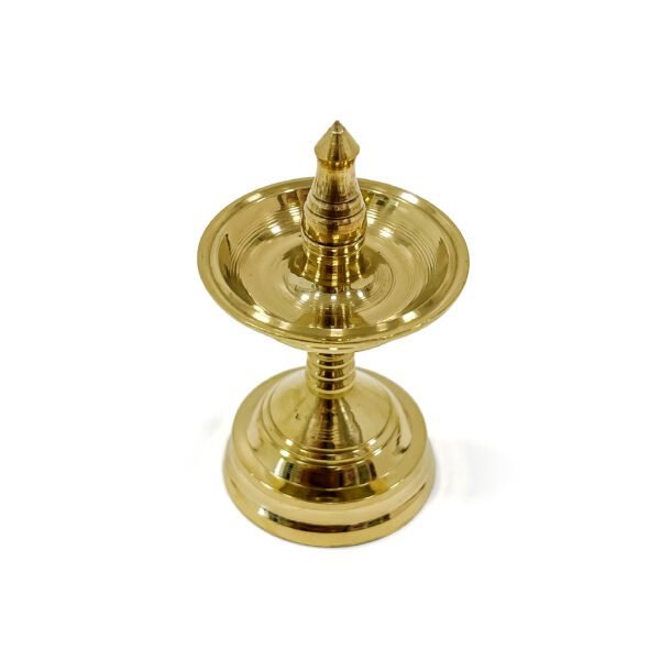 Traditional Brass Golden Nilavilakku for Pooja and worship moments (Height 2.2 Inch) - Image 4